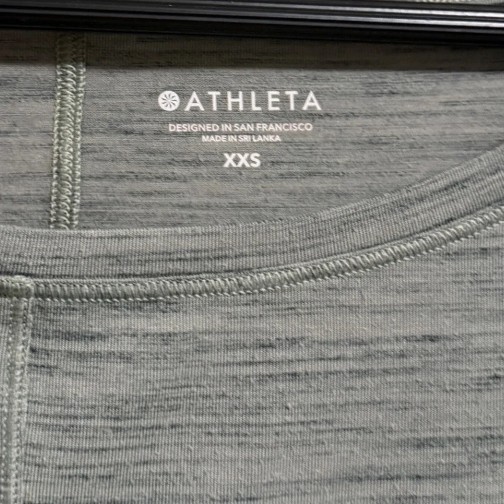 Athleta Womens XXS Grey Space Dye Long Sleeve Boat Neck Relaxed Top - Picture 2 of 4